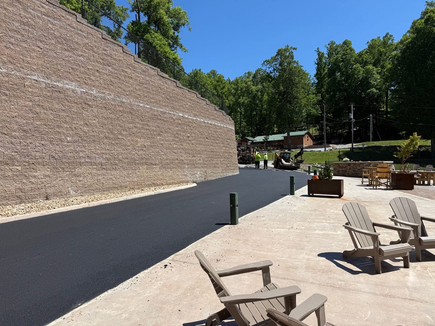 Newly paved road beside the Thomas Road Outpost patio